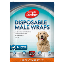 SIMPLE SOLUTION DISPOSABLE WRAP Large FOR MALE DOGS     Вологопоглинаючийй поясок для псів великий12 штук