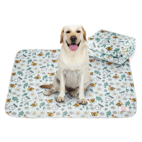 Misoko&Co Багаторазова пелюшка для тварин з бджолами, блакитна