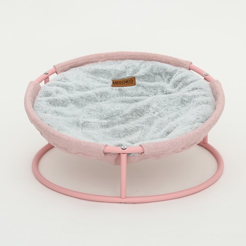 Складаний лежак для домашніх тварин MISOKO Pet bed round plush, 45x45x22 cm, pink