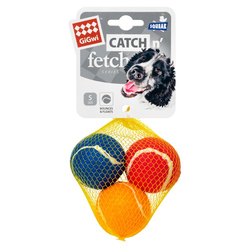 Іграшка для собак М'яч (3) з пищалкою маленький GiGwi Catch & fetch, тенісна гума, 4,8 см