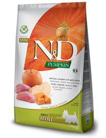 Беззерновий сухий корм з кабаном, гарбузом та яблуком для дорослих собак дрібних порід Farmina N&D Pumpkin GF Dog Boar & Apple Adult Mini