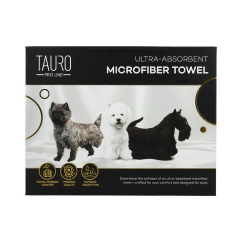 Tauro Pro Line Рушник з мікрофібри високопоглинальний з тер'єрами, 80 x 160 см