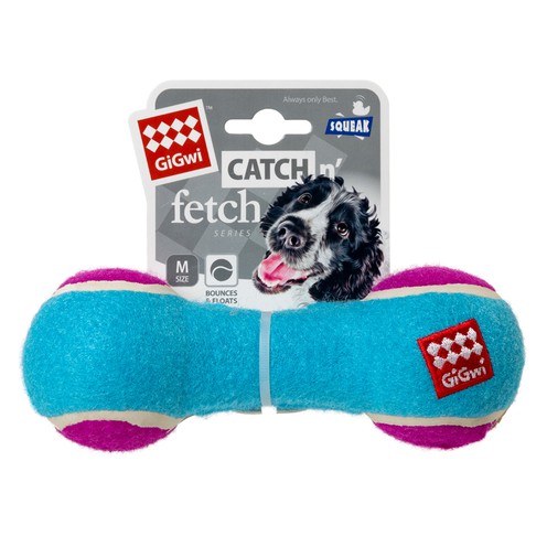 Іграшка для собак Гантеля з пищалкою середня GiGwi Catch & fetch, тенісна гума, 18 см