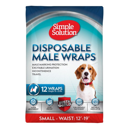 SIMPLE SOLUTIOND ISPOSABLE Male Wrap Small (12 p)/Вологопоглинаючийй поясок для псів  малий 12 штук