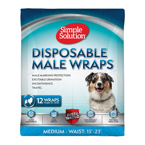 SIMPLE SOLUTIONDISPOSABLE WRAP Medium FOR MALE DOGS Вологопоглинаючийй поясок для псів середній 12 штук