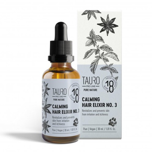 TAURO PRO LINE Pure Nature Calming Elixir No. 3 – розкішний професійний заспокійливий засіб для шерсті та шкіри собак та котів усіх порід